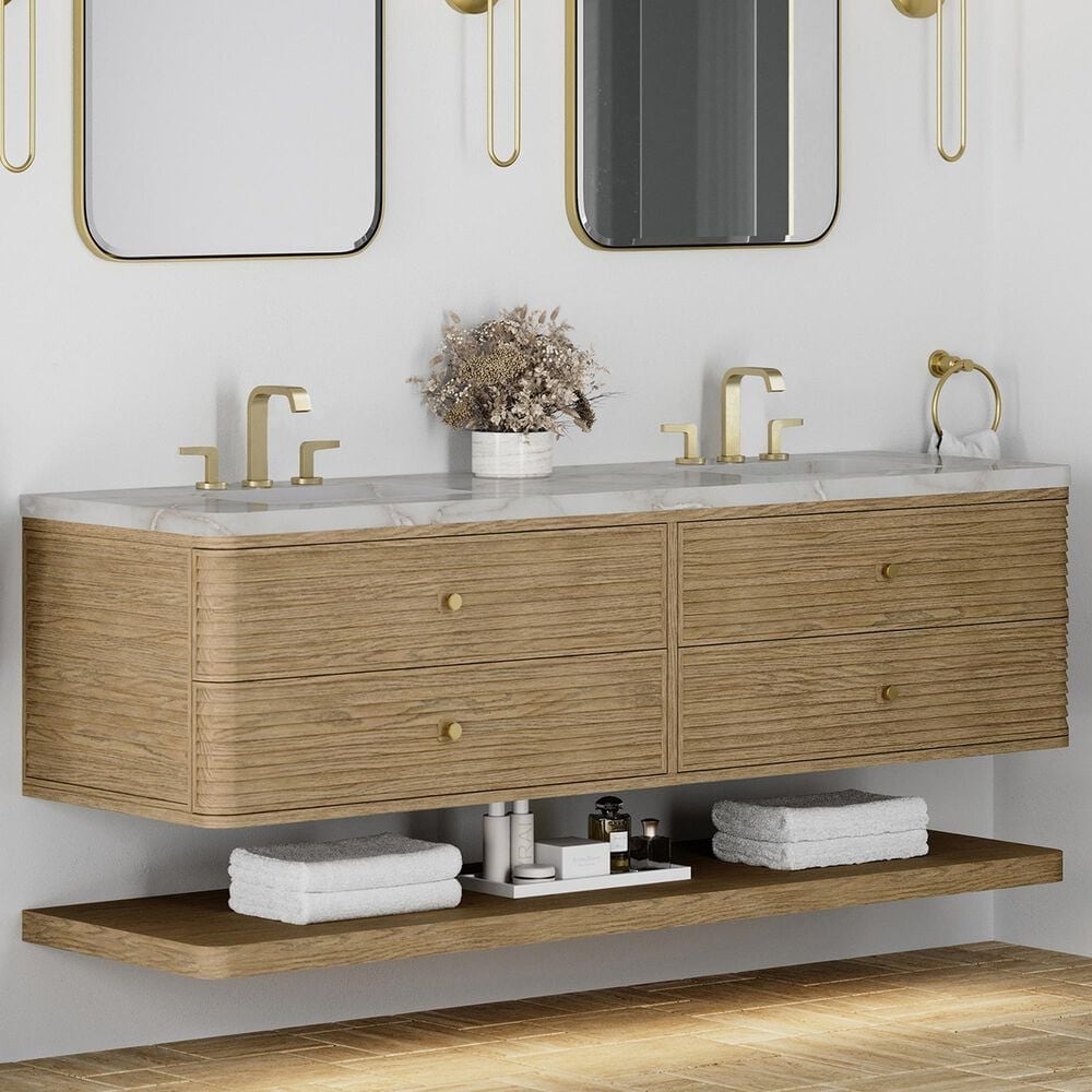 James Martin Allamari 72" Double Bathroom Vanity in Dune Mist with 3 cm Victorian Silver Top, Rectangular Sinks and FreePower Wireless Charger, , large