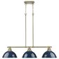 Golden Lighting Duncan 3-Light Pendant with Matte Navy Shade in Aged Brass, , large