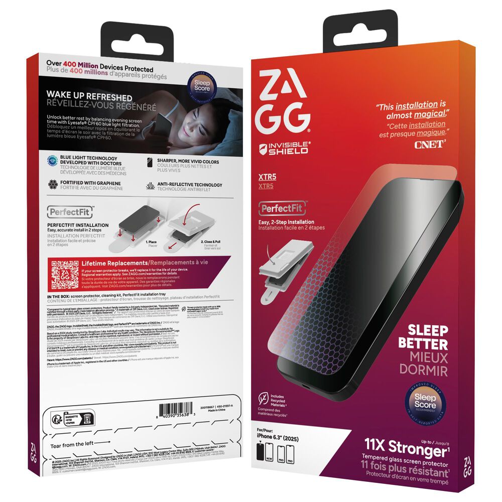 Zagg InvisibleShield XTR5 Glass Screen Protector for Apple iPhone 17 in Clear, , large