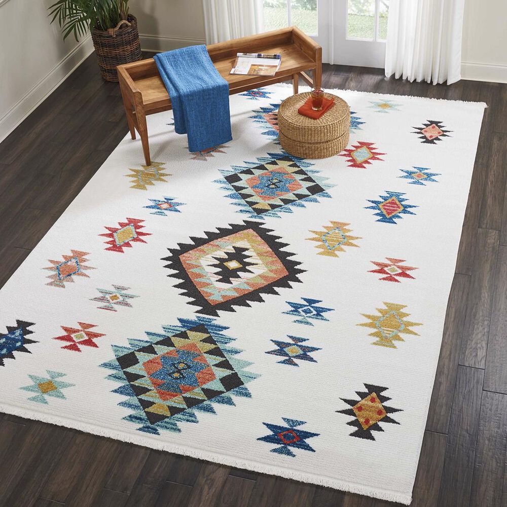 Nourison Navajo NAV07 3"11" x 6"2" White Area Rug, , large