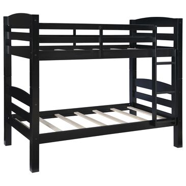 Linon Home Decor Levi Twin Over Twin Bunk Bed in Black, , large