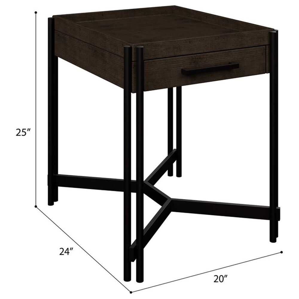 Golden Wave Furniture Huron Chairside Table in Dark Brown and Black, , large