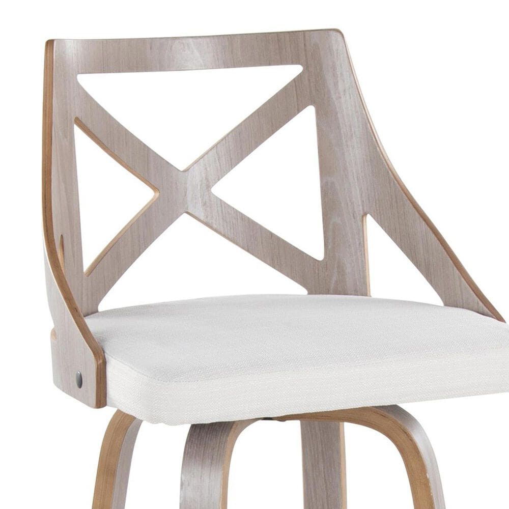 LumiSource Charlotte Swivel Bar Stool with Cream Fabric Upholstery in Light Grey and Black (Set of 2), , large