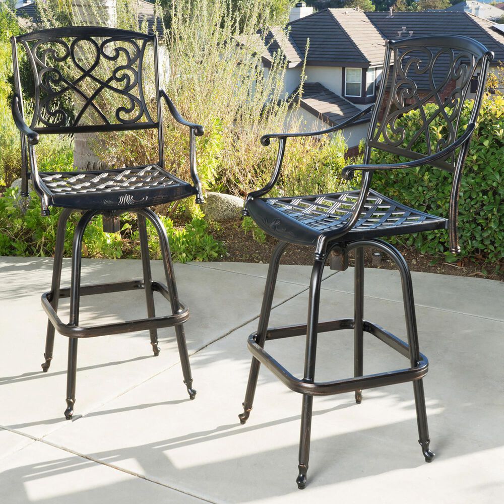 Noble House Santa Maria Patio Barstool in Bronze &#40;Set of 2&#41;, , large