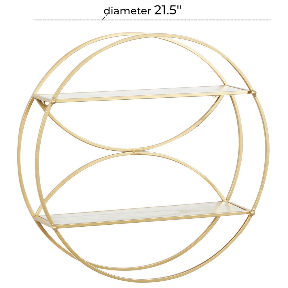 CosmoLiving by Cosmopolitan 22&quot; x 22&quot; Wall Shelf in Gold and Light Natural Brown, , large
