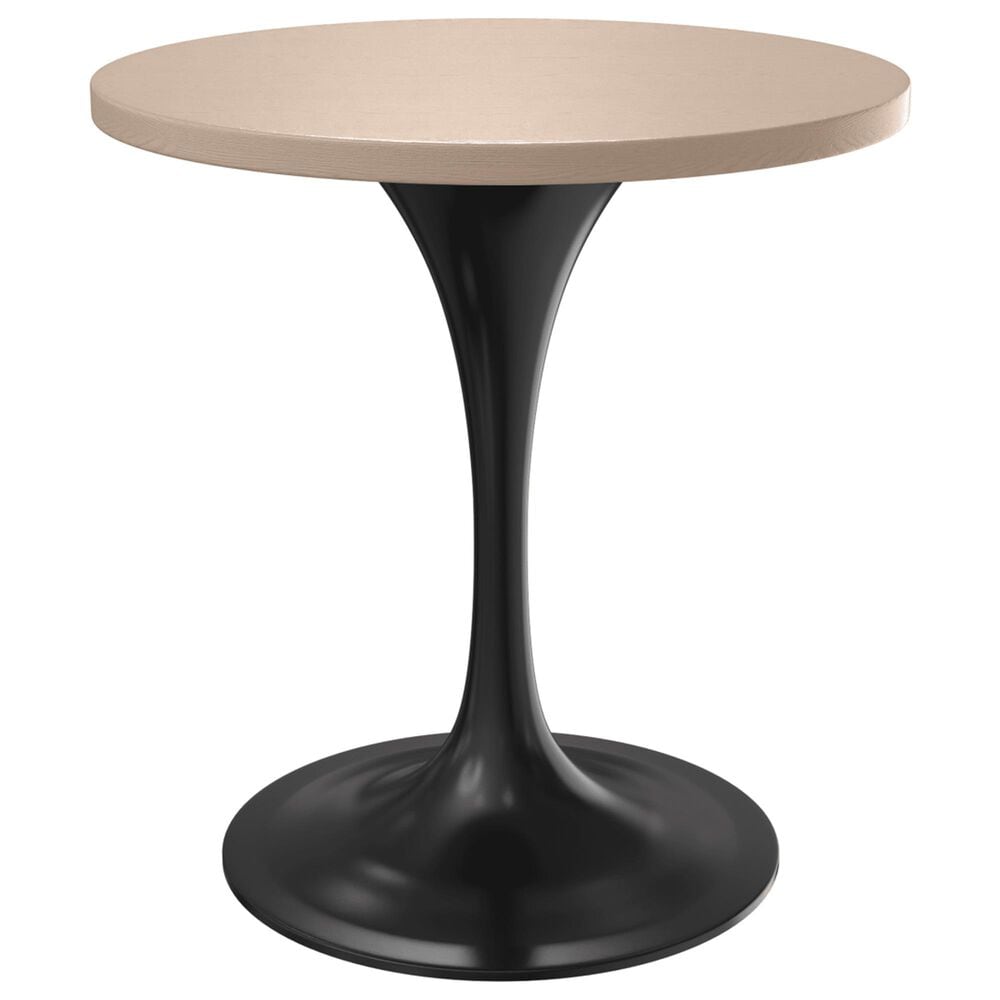 Leisuremod LeisureMod Verve Collection 27 Round Dining Table, Black Base with Light Natural Wood MDF Top, , large