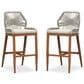 HOMLUX Outdoor Bar Stool with Teak Frame in Grey and Beige (Set of 2), , large