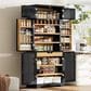 HOMLUX HOMLUX 78.2" Tall Farmhouse Kitchen Pantry Cabinet with 8 Door Shelves, Storage Cabinet with 4 Adjustable Shelves, Hidden Drawer, Wine Rack, Versatile Cupboard for Kitchen, Dining & Bathroom, Ash Black, , large