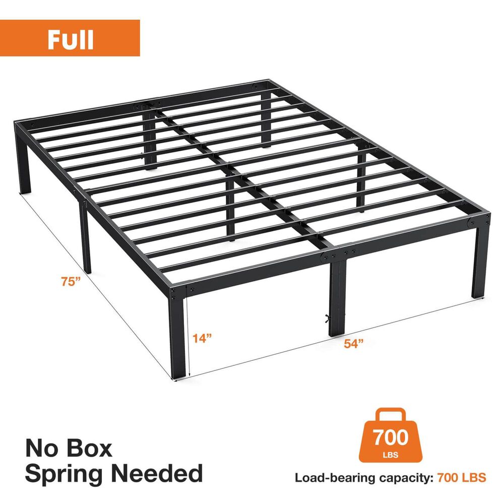 Hearth and Haven Full Heavy Duty Metal Bed Frame in Black, , large