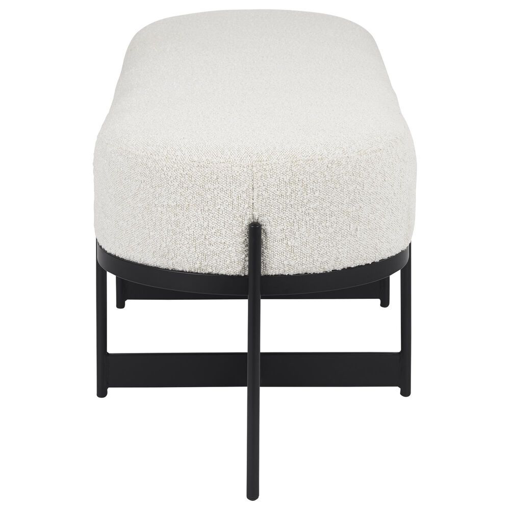 Mercana Amelia Upholstered Bench with Cream Boucle Cushion Seat in Black, , large