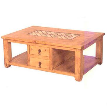 Santa Fe Rustic Marble Coffee Table in Light Wax, , large