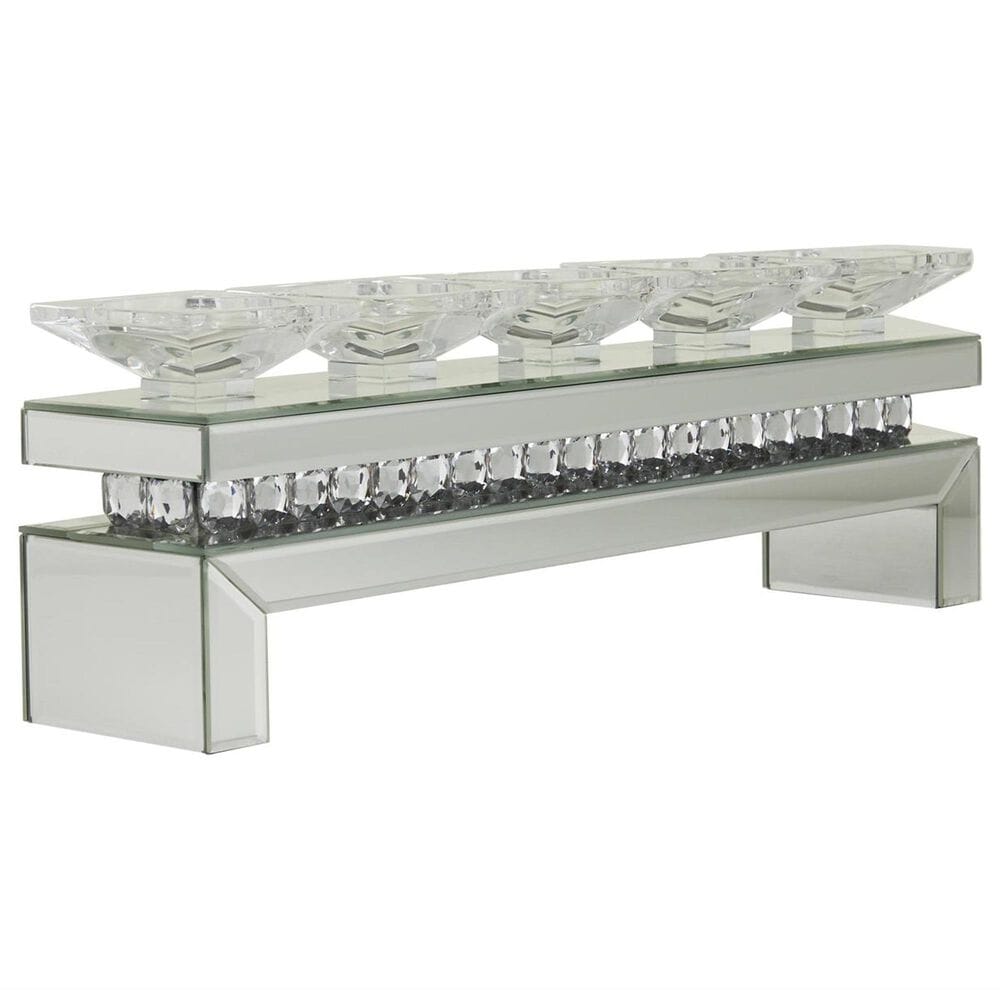 Maple and Jade 5-Plate Decorative Candelabra with Mirrored Accents in Silver and Clear, , large