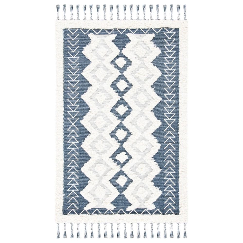 Safavieh Natura NAT679A 5" x 8" Ivory and Blue Area Rug, , large