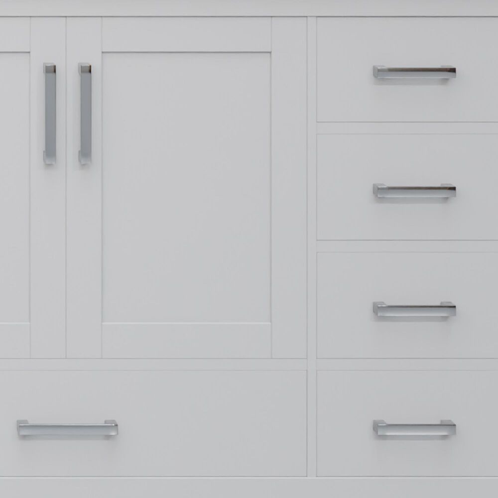 Lexora Home Jacques 84&quot; Double Bathroom Vanity in White with 2 cm White Carrara Marble Top and Rectangular Sinks, , large