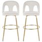 LumiSource Ava Swivel Bar Stool with Snow White Fabric Upholstery in Gold (Set of 2), , large