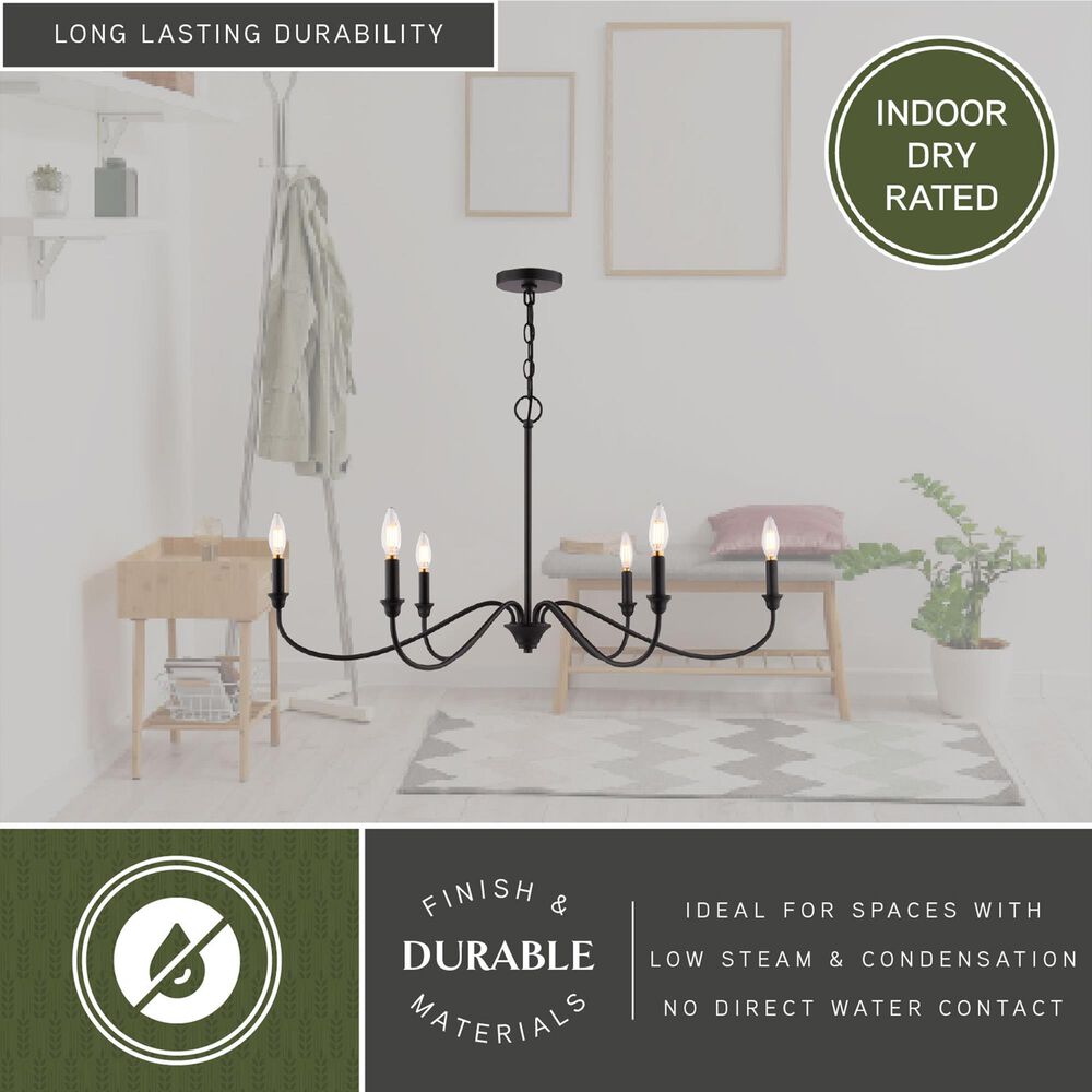 Vaxcel Annabelle 36" 6-Light Chandelier in Matte Black, , large