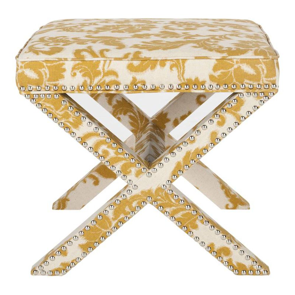 Safavieh Mercer Modern Palmer Ottoman in Maize/Beige, , large