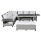 HOMLUX 5-Piece Outdoor Conversation Set with 2 Extendable Side Tables and Gray Rattan in White, , large