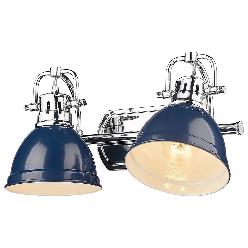 Golden Lighting Duncan 2-Light Bath Vanity with Navy Shades in Chrome, , large