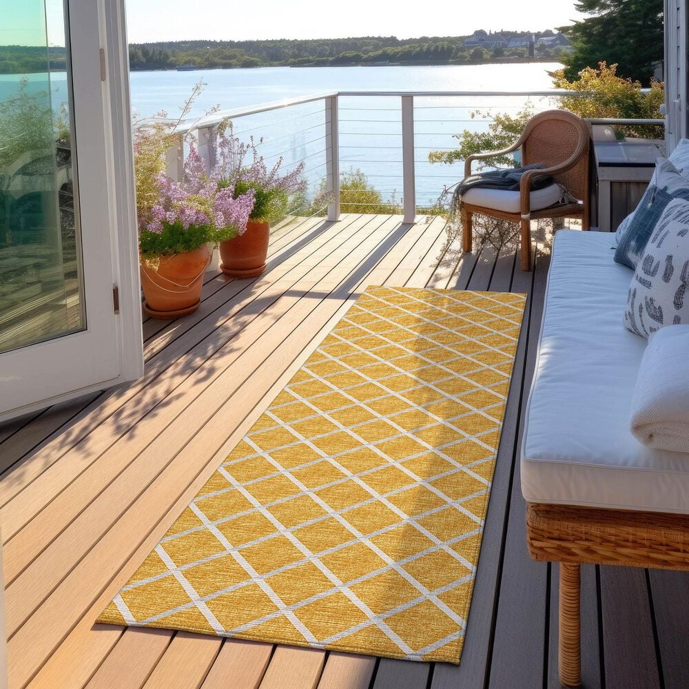 Dalyn Rug Company York 2&#39;3&quot; x 12&#39; Gold Indoor/Outdoor Runner, , large