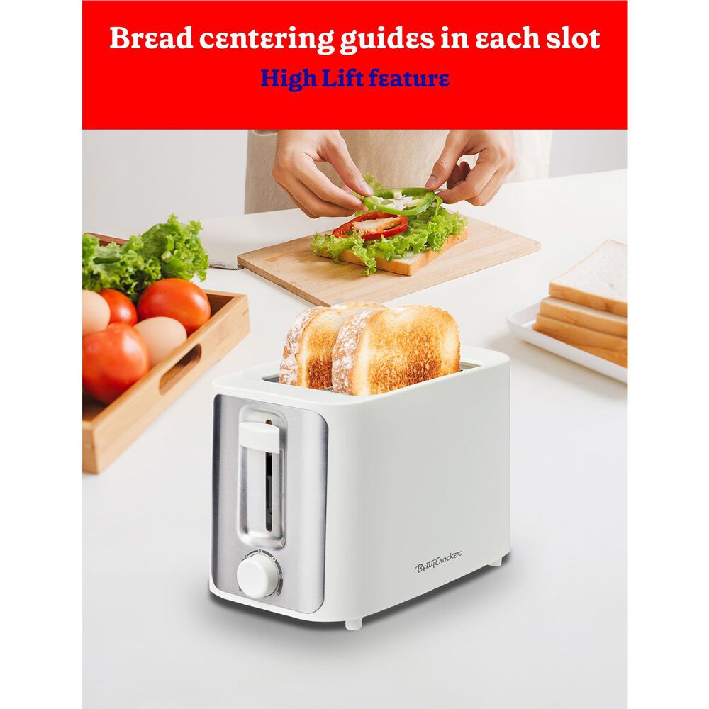 Betty Crocker 2-Slice Pop-Up Toaster in White, , large