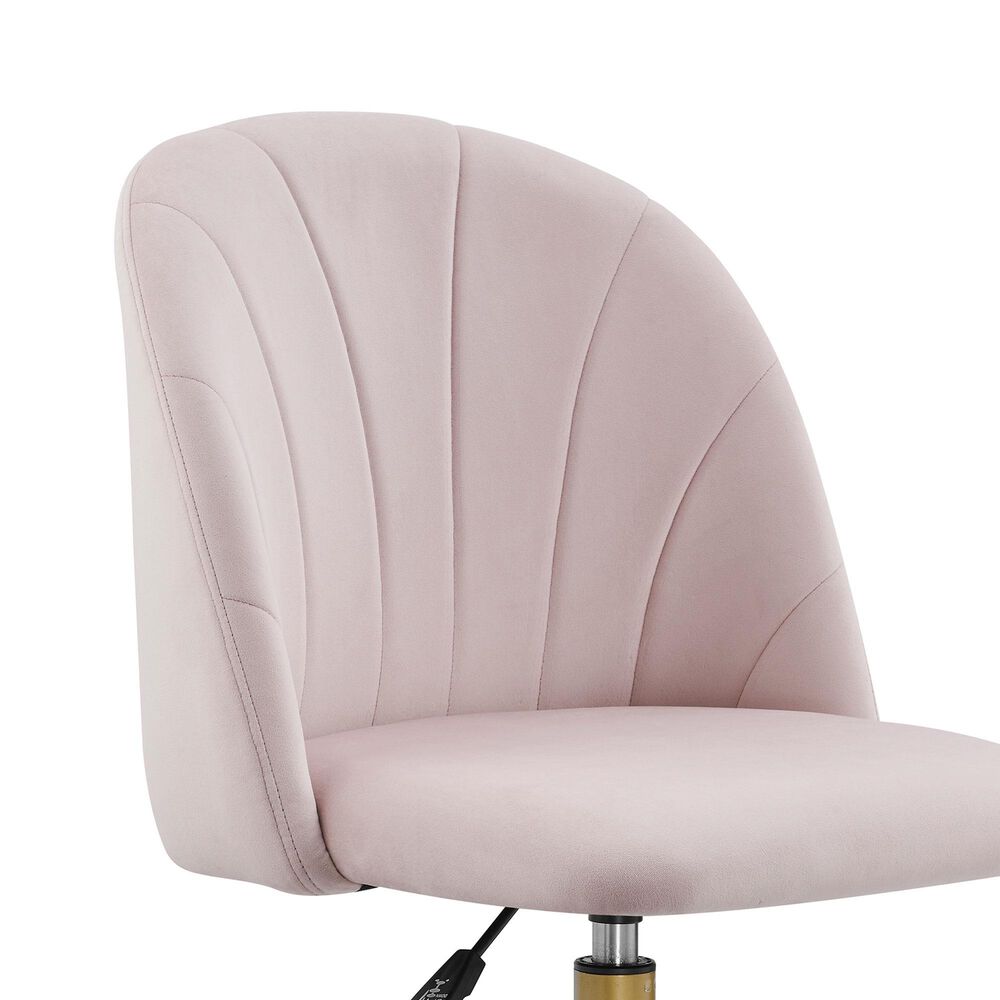 Linon Home Decor Adalynn Swivel Desk Chair with Blush Pink Cushion in Gold, , large