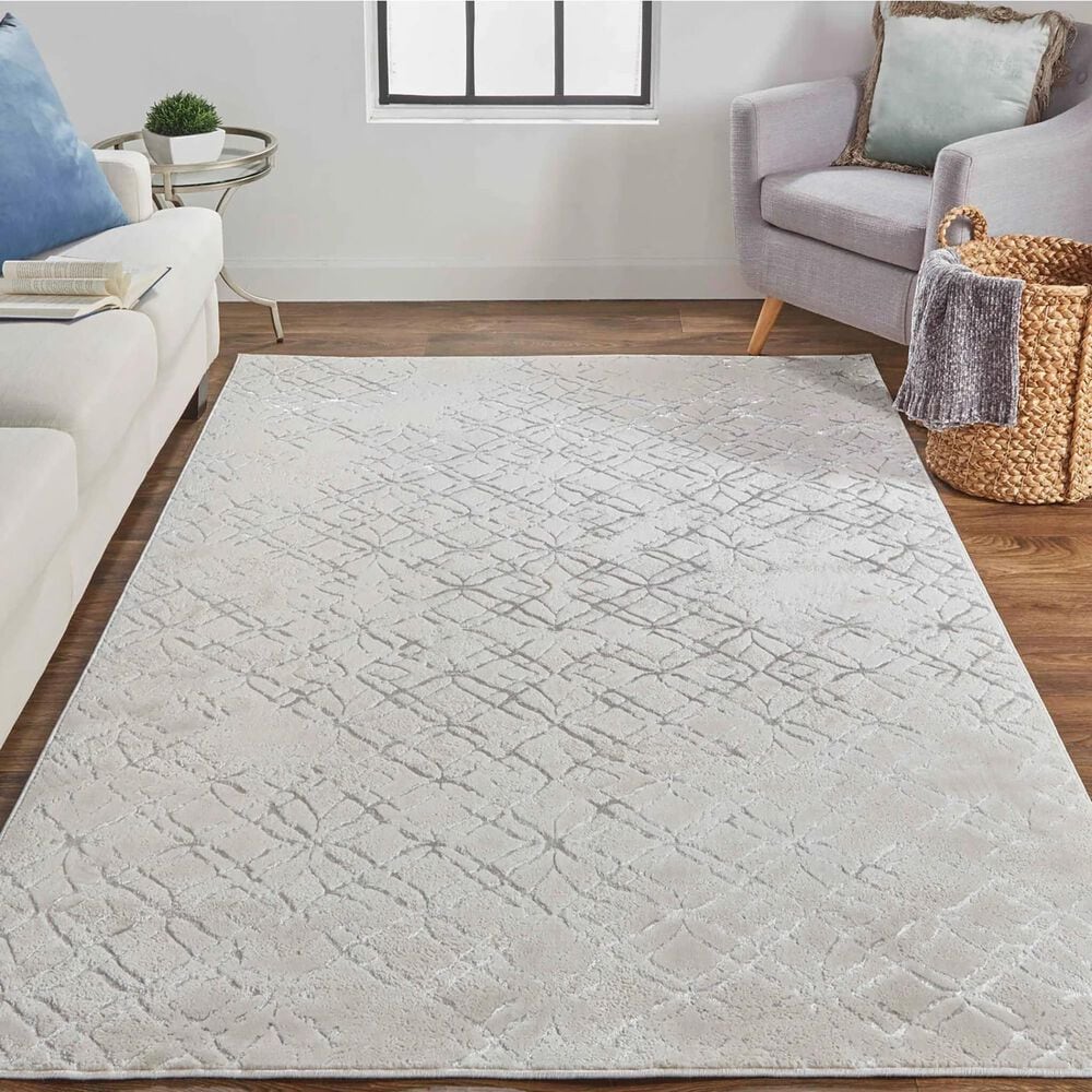 Feizy Micah 8&#39; x 10&#39; Beige and Silver Area Rug, , large