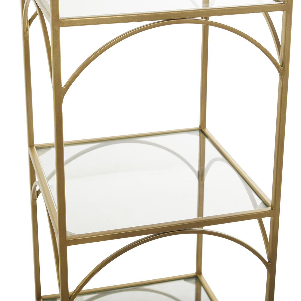 Maple and Jade 4-Shelf Storage Shelving Unit in Satin Gold and Clear, , large