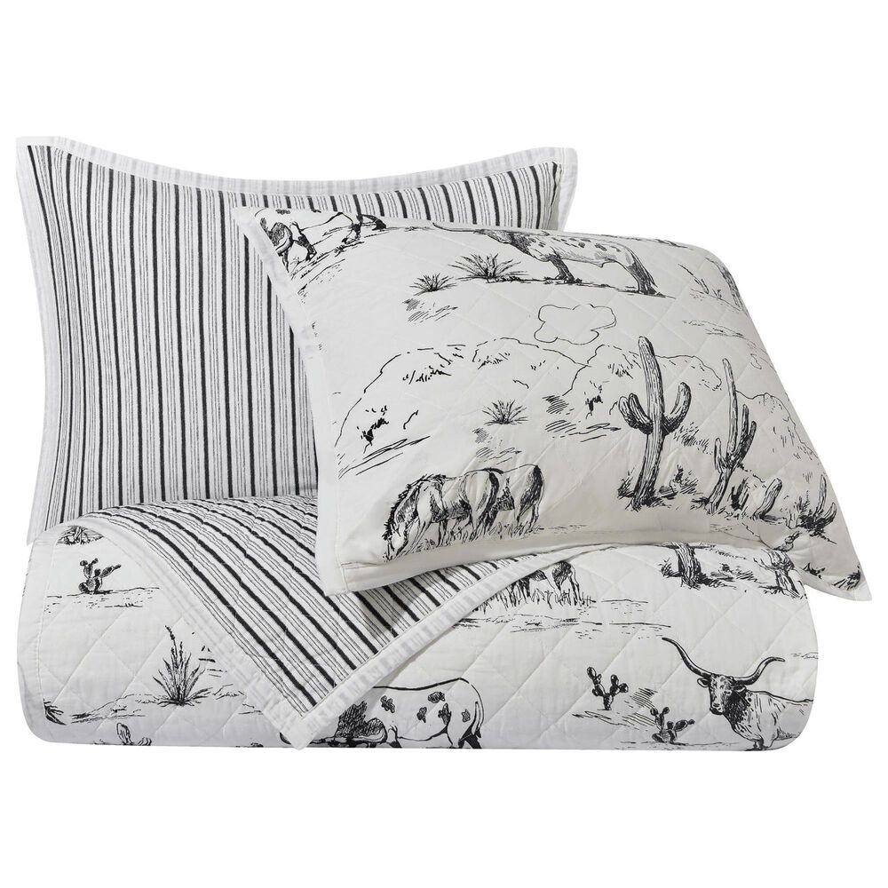 HiEnd Accents Ranch Life 3-Piece King Reversible Quilt Set in White and Black, , large