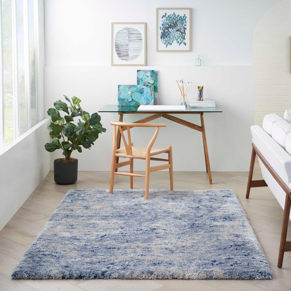 Nourison Dreamy Shag Abstract 4&#39; x 6&#39; Light Blue Area Rug, , large