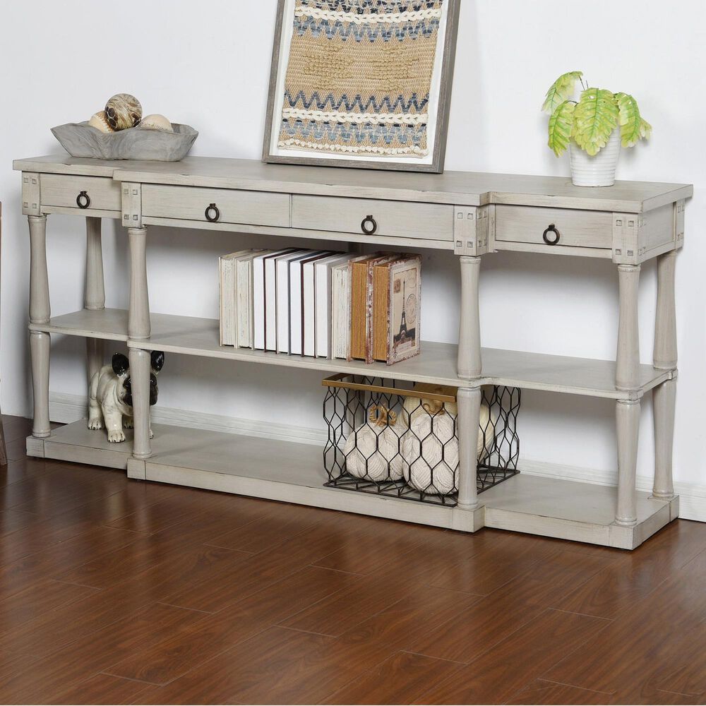 Stylecraft Lamps Inc Wilshire Breakfront Longboard Table in Distressed Light Gray, , large