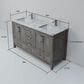 Lexora Home Jacques 60" Double Bathroom Vanity in Distressed Grey with 2 cm White Carrara Marble Top and Rectangular Sinks, , large
