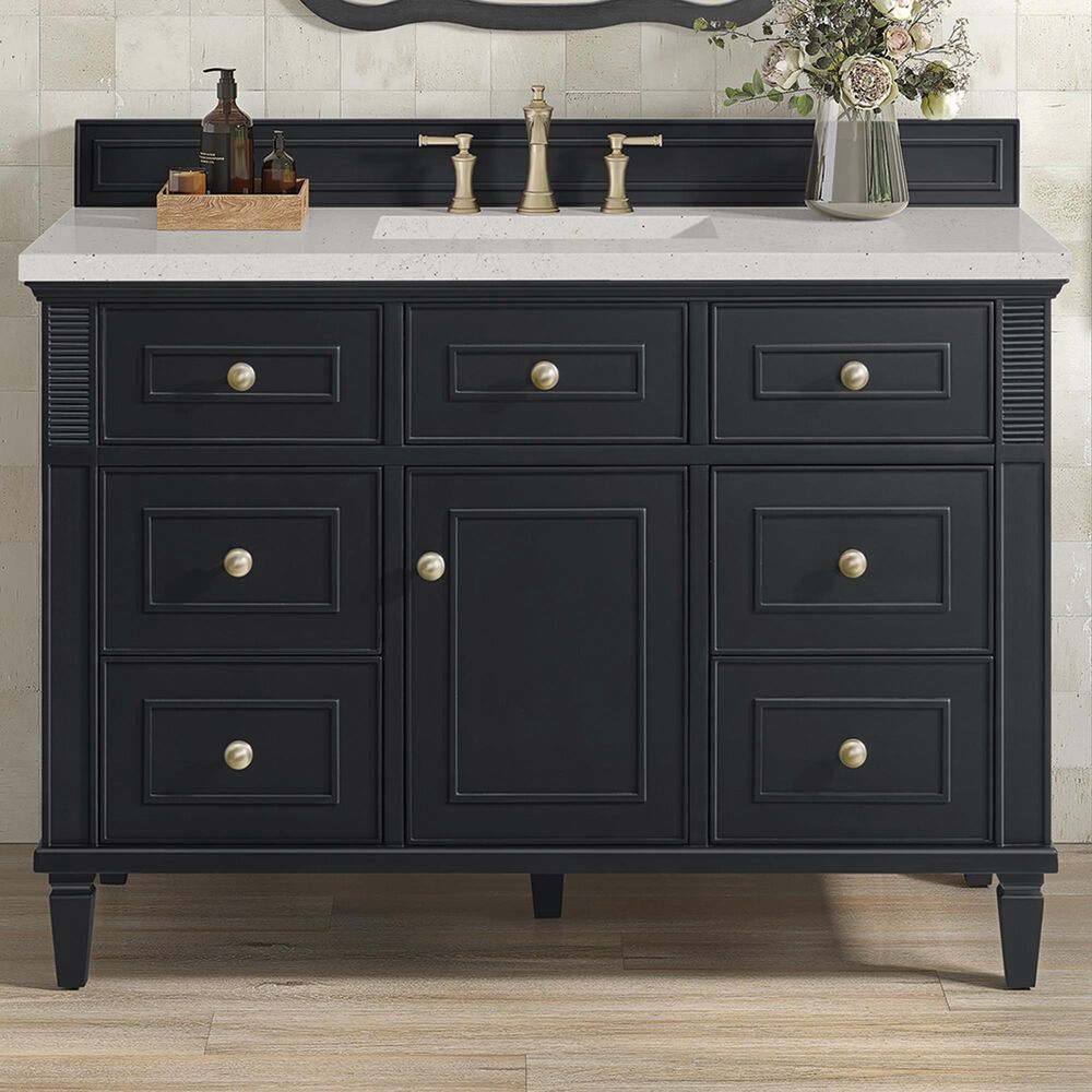 James Martin Vanities Lorelai 48&quot; Single Vanity in Black Onyx with 3 cm Lime Delight Quartz Top, , large