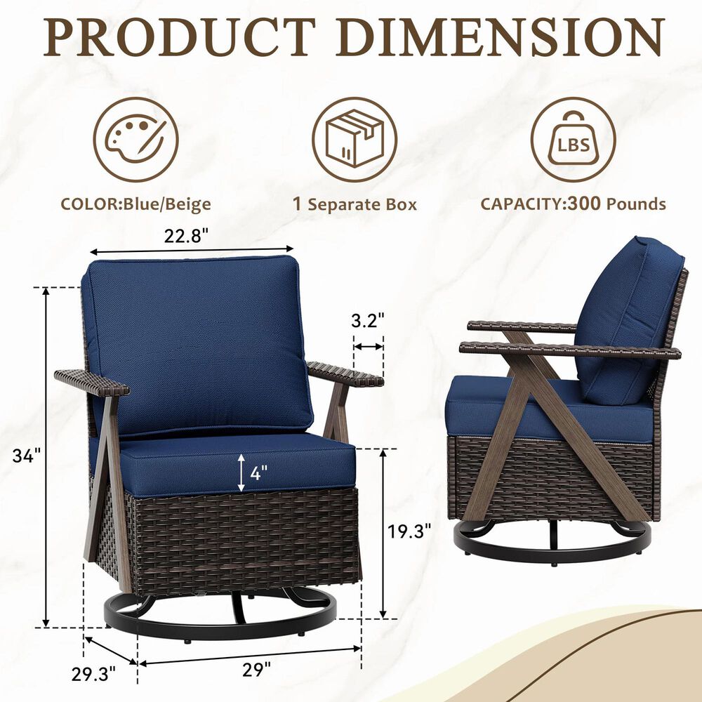 Sunwell Garden 3-Piece Patio Chat Set in Navy, , large