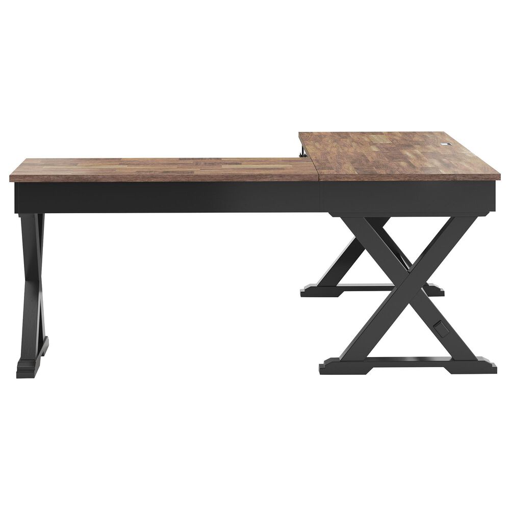 Ashley Wildenauer L-Shaped Desk in Rich Brown and Warm Satin Black, , large
