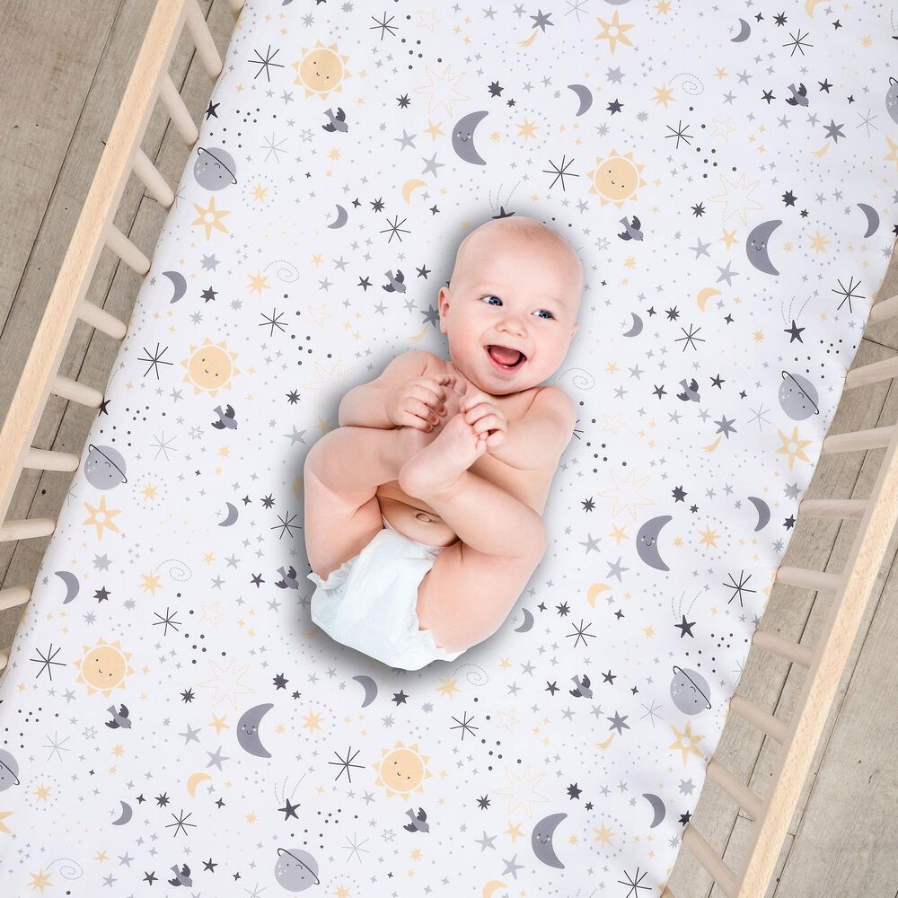 Lambs and Ivy Little Star 3-Piece Baby Crib Bedding Set in Gray, White, Yellow and Multicolor, , large