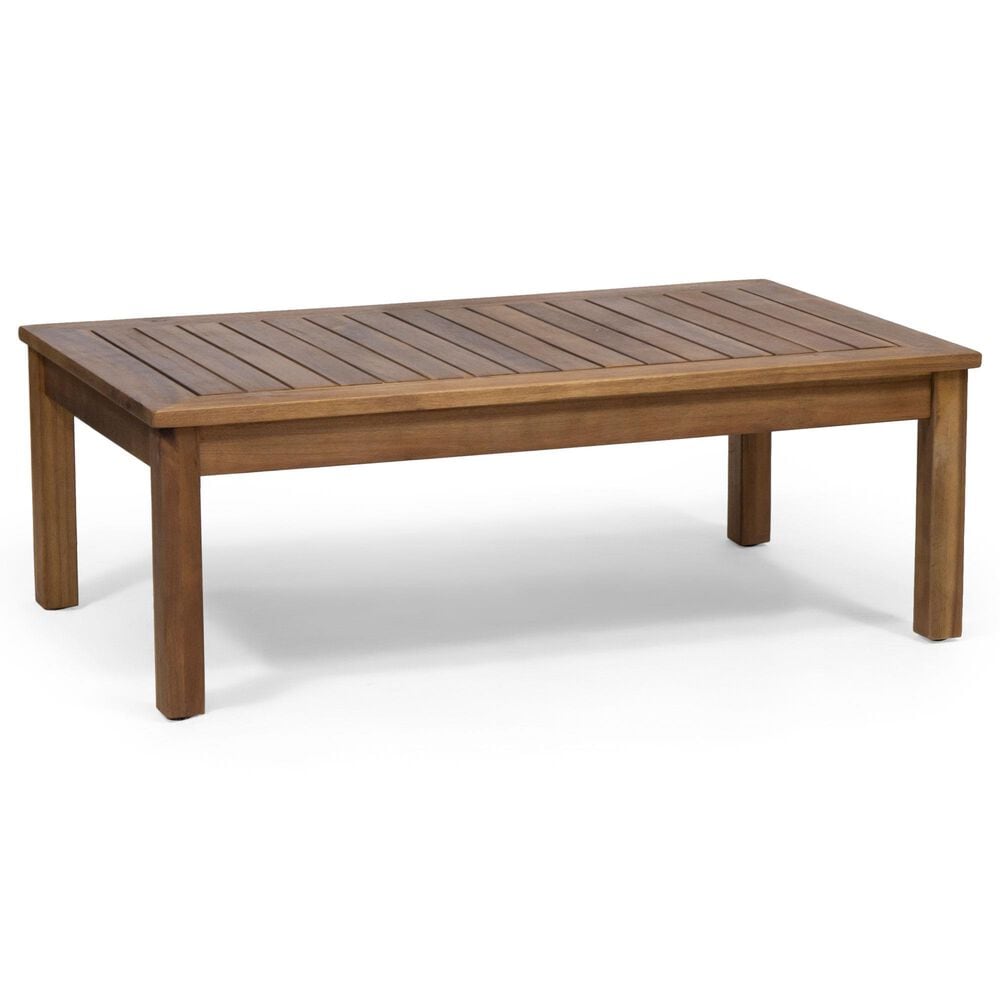 Hearth and Haven Laurel 4-Piece Outdoor Chat Set with Teak Coffee Table in Dark Gray, , large