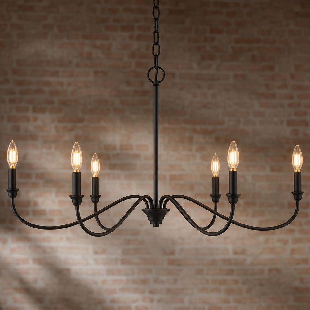 Vaxcel Annabelle 36" 6-Light Chandelier in Matte Black, , large
