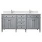 James Martin Vanities Brittany 72" Double Bathroom Vanity in Urban Gray with 3 cm White Zeus Quartz Top and Rectangular Sinks, , large