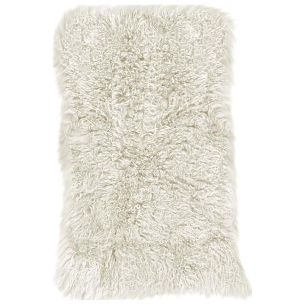 Nourison Couture Fur F7102 3" x 5" White Hide Area Rug, , large