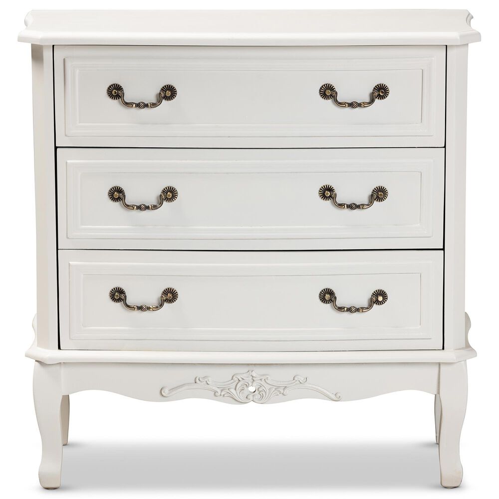 Baxton Studio Gabrielle 3-Drawer Storage Cabinet in White, , large
