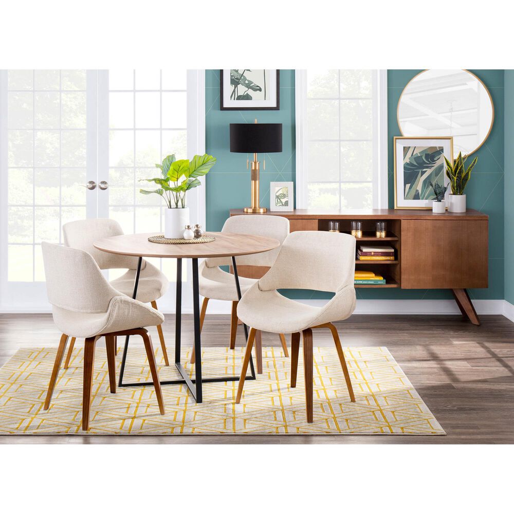Lumisource Fabrizzi Dining Chair in Cream/Walnut &#40;Set of 2&#41;, , large