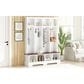 HOMLUX 8-Hook Hall Tree with Entryway Bench in White and Walnut, , large