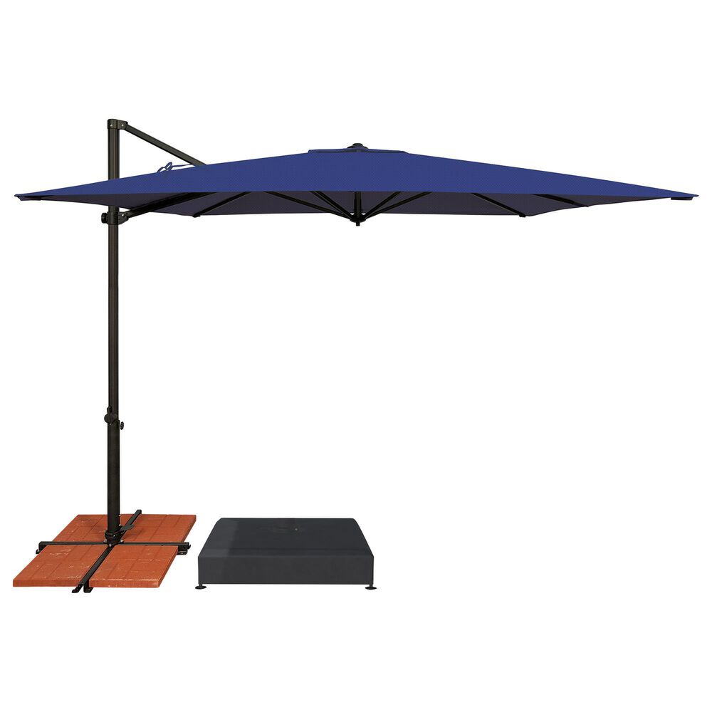 Garden Party 8.5" Cantilever Square Umbrella with Black Base in Indigo, , large