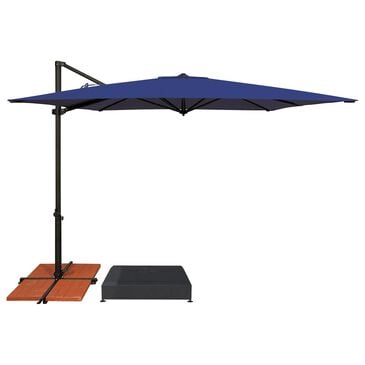 Garden Party 8.5" Cantilever Square Umbrella with Black Base in Indigo, , large