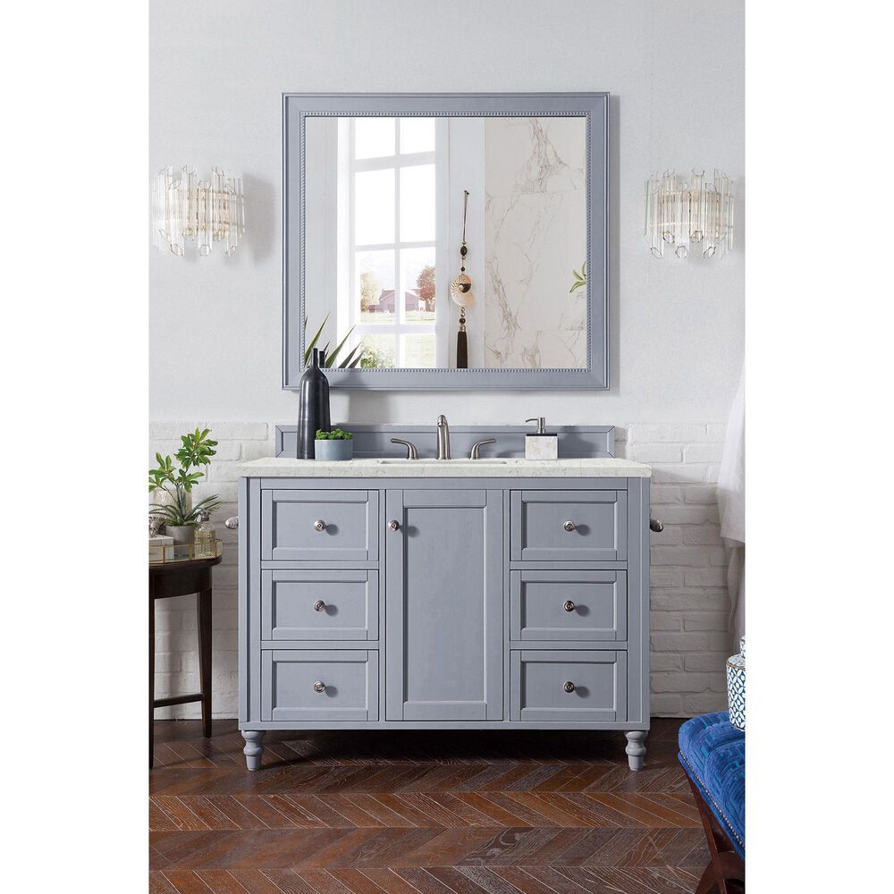 James Martin Vanities Copper Cove Encore 48&quot; Single Bathroom Vanity in Silver Gray with 3 cm Eternal Jasmine Pearl Quartz Top and Rectangular Sink, , large