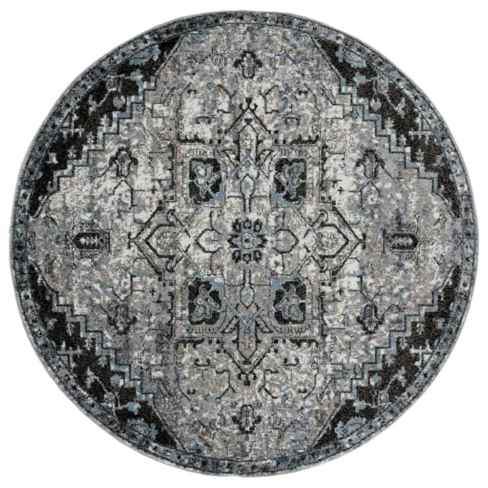 Amer Rugs Alexandria 6&#39;7&quot; Round Ivory and Gray Area Rug, , large