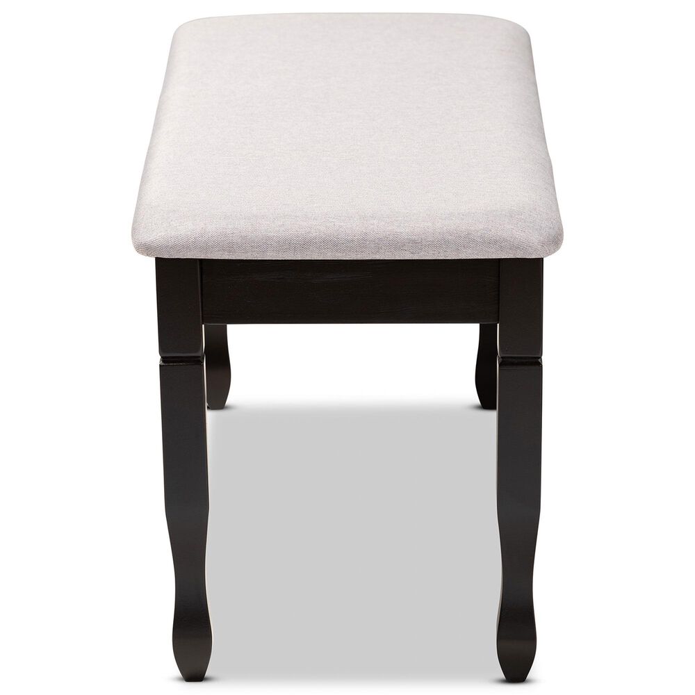 Baxton Studio Corey Dining Bench with Grey Cushion in Dark Brown, , large