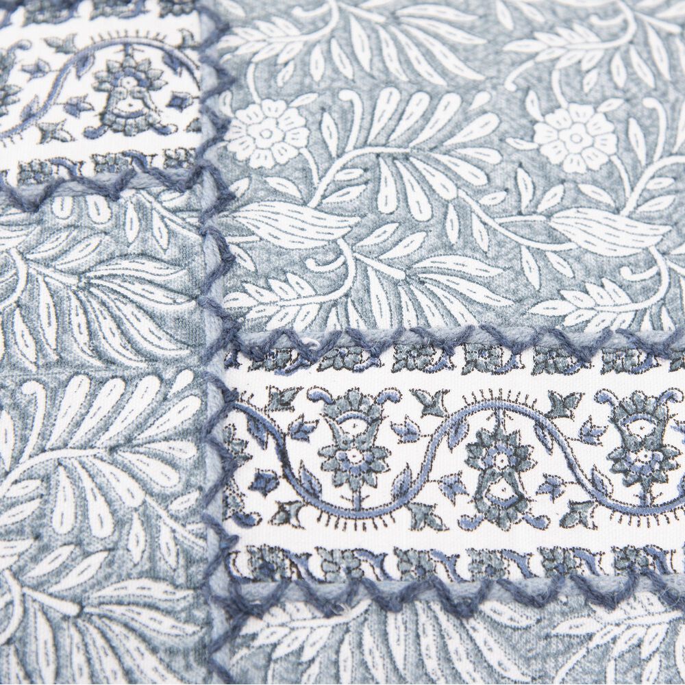 Rizzy Home 20&quot; x 20&quot; Down Filled Floral Throw Pillow in Blue and Neutral, , large