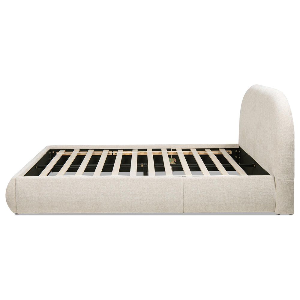 Jennifer Taylor Home Archie Puffy Grounded King Upholstered Platform Bed in Oatmeal Light Beige, , large